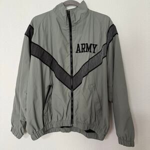 US Army IPFU Men's Gray Physical Fitness Training Jacket Size Large Short